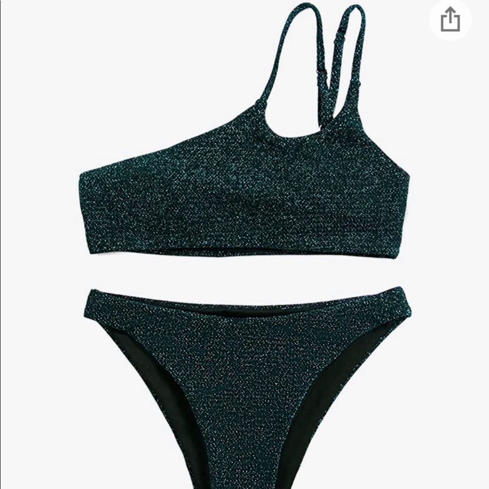 Women's Glitter Bathing Suit One Shoulder Cut Out